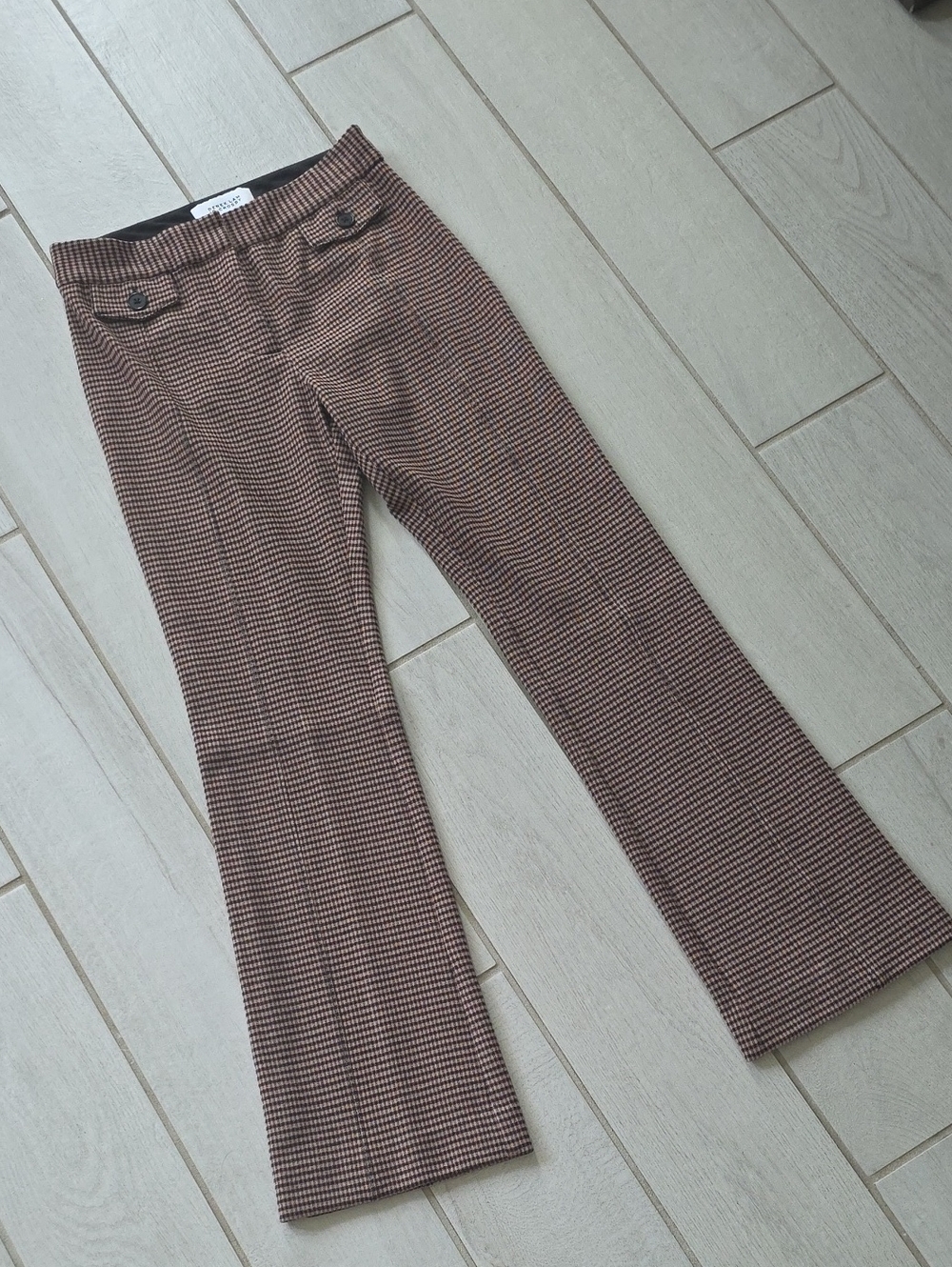 Derek Lam 10 Crosby plaid print flare pants,